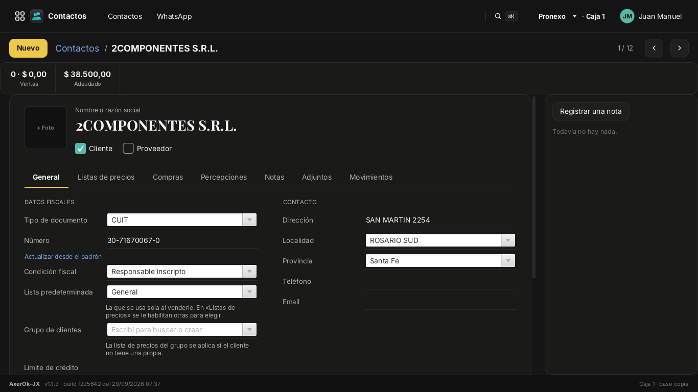 Ficha de un contacto