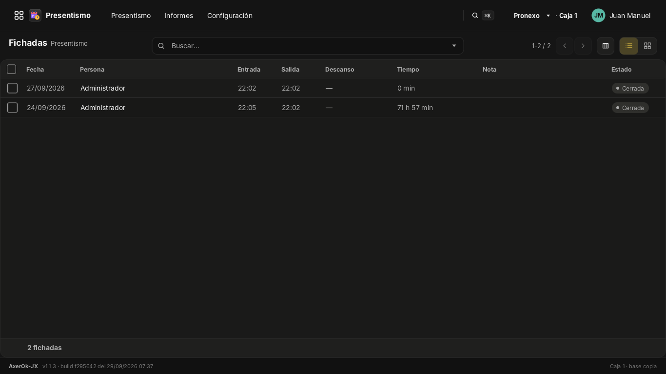 Lista de fichadas
